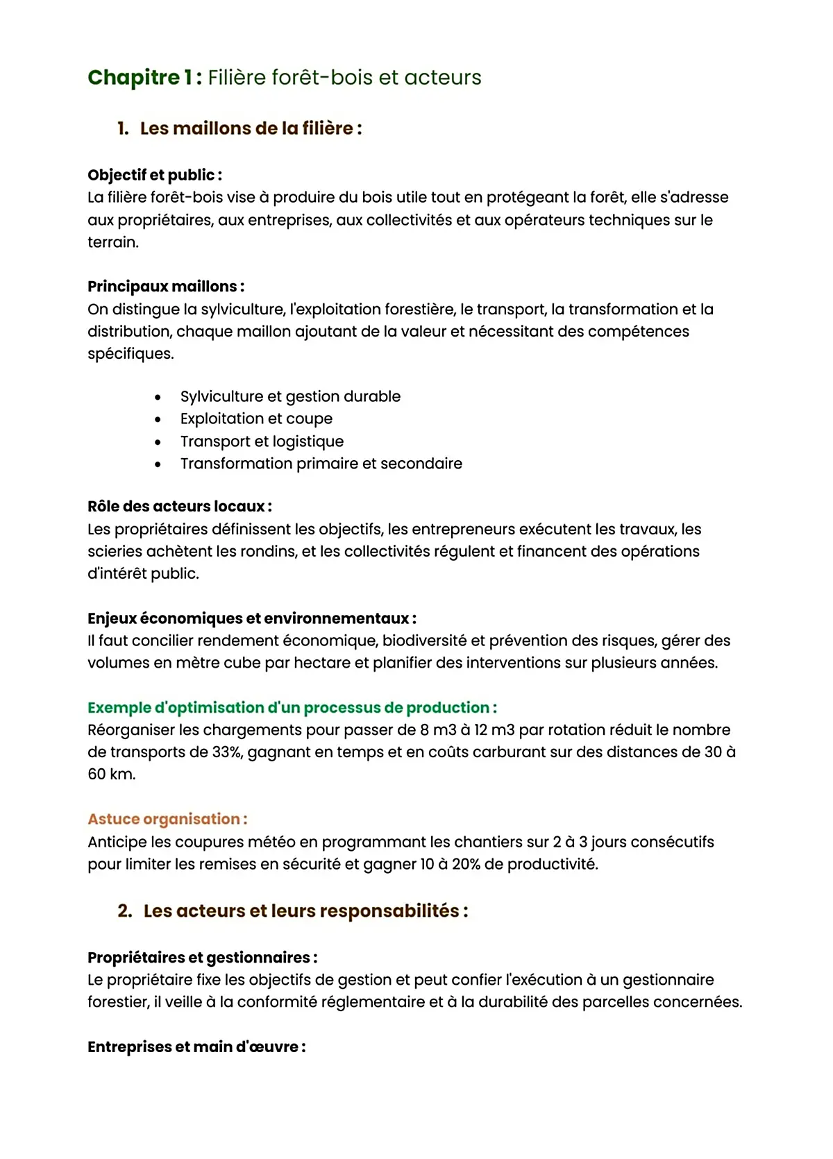 Example Fiche de Révision BP Bûcheron