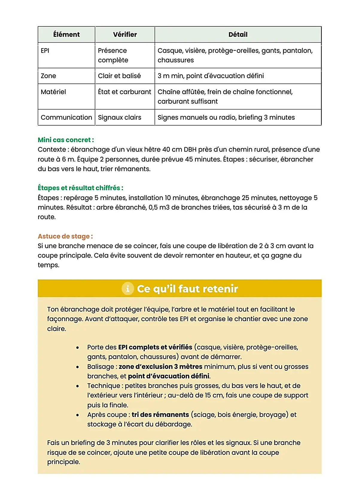 Example Fiche de Révision BP Bûcheron